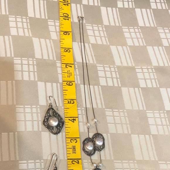 Pearl & Sterling Silver Necklace & Earrings by Israeli Artist YAM Yuval - Picture 9 of 13